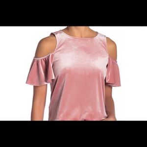 rebecca minkoff pink velvet cold shder top size XS